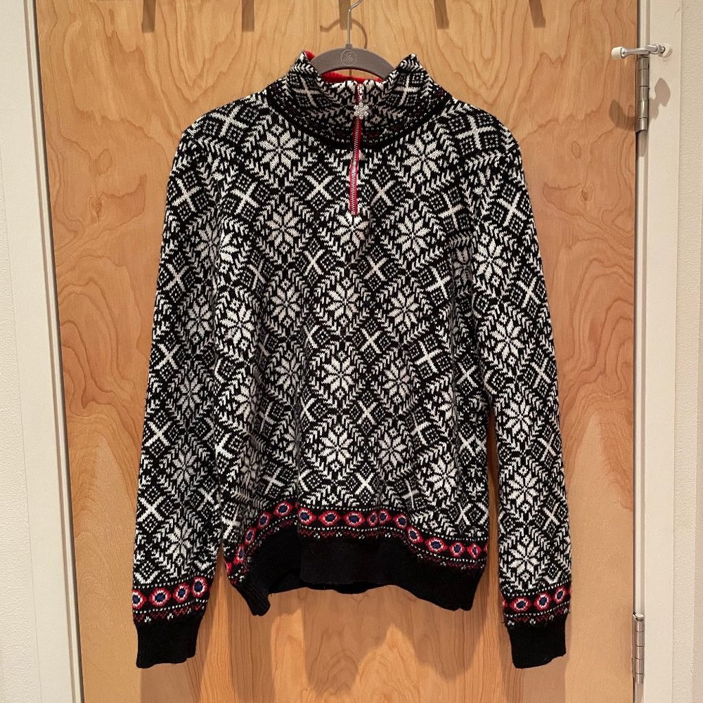 Cambridge Dry Goods 1/4 zip snowflake sweater EUC